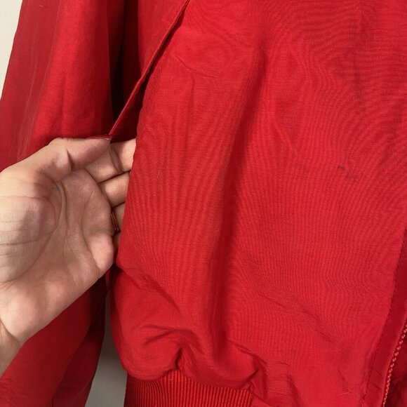 J. Crew Vintage Oarsman Mens Bomber Jacket Size M Red Fleece Lining Made In USA - Picture 5 of 14